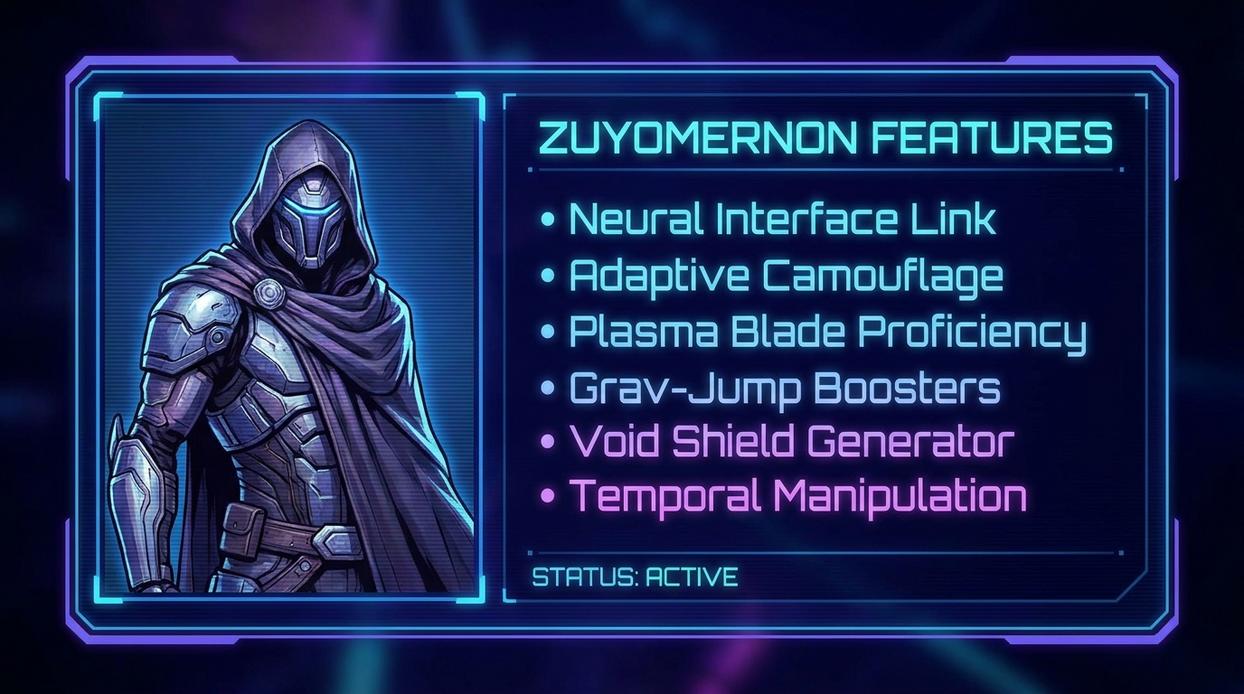 zuyomernon features